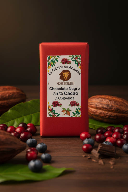 Chocolate Negro 75% Cacao con Arándanos Orgánicos Guatemala Finca KAMPURA